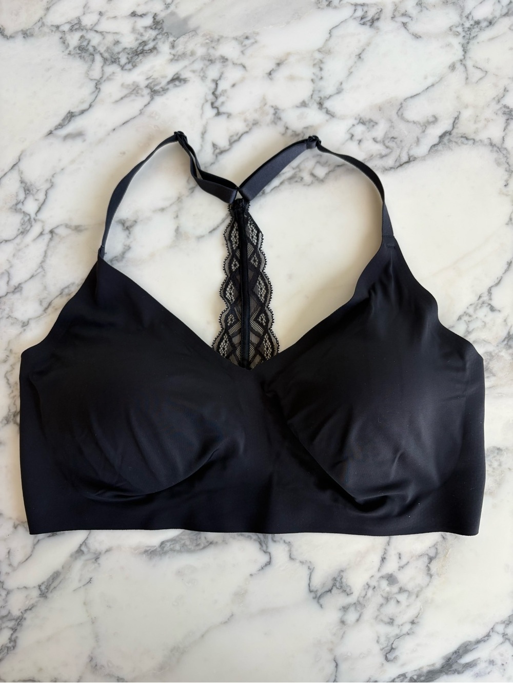 New True & Co. True Body Triangle Lace Racerback Bralette Sz L - Picture 3 of 8